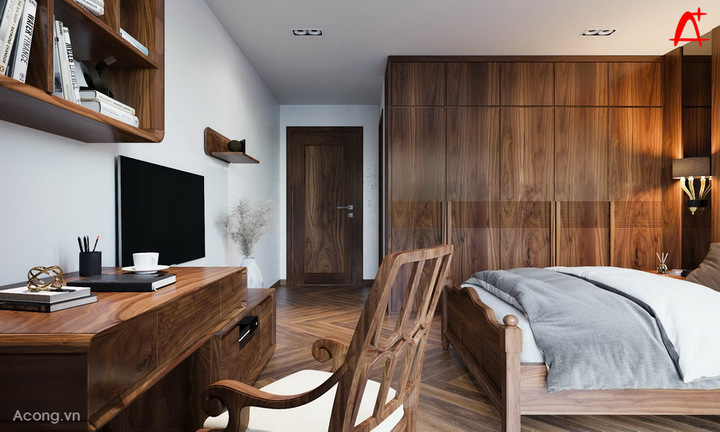 Thiết kế nội thất chung cư Ciputra: phòng ngủ ông